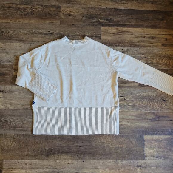 Gap Women's Large Crewneck Cream Knit Sweater Ribbed Cuffs/Hem Cozy - Picture 2 of 9